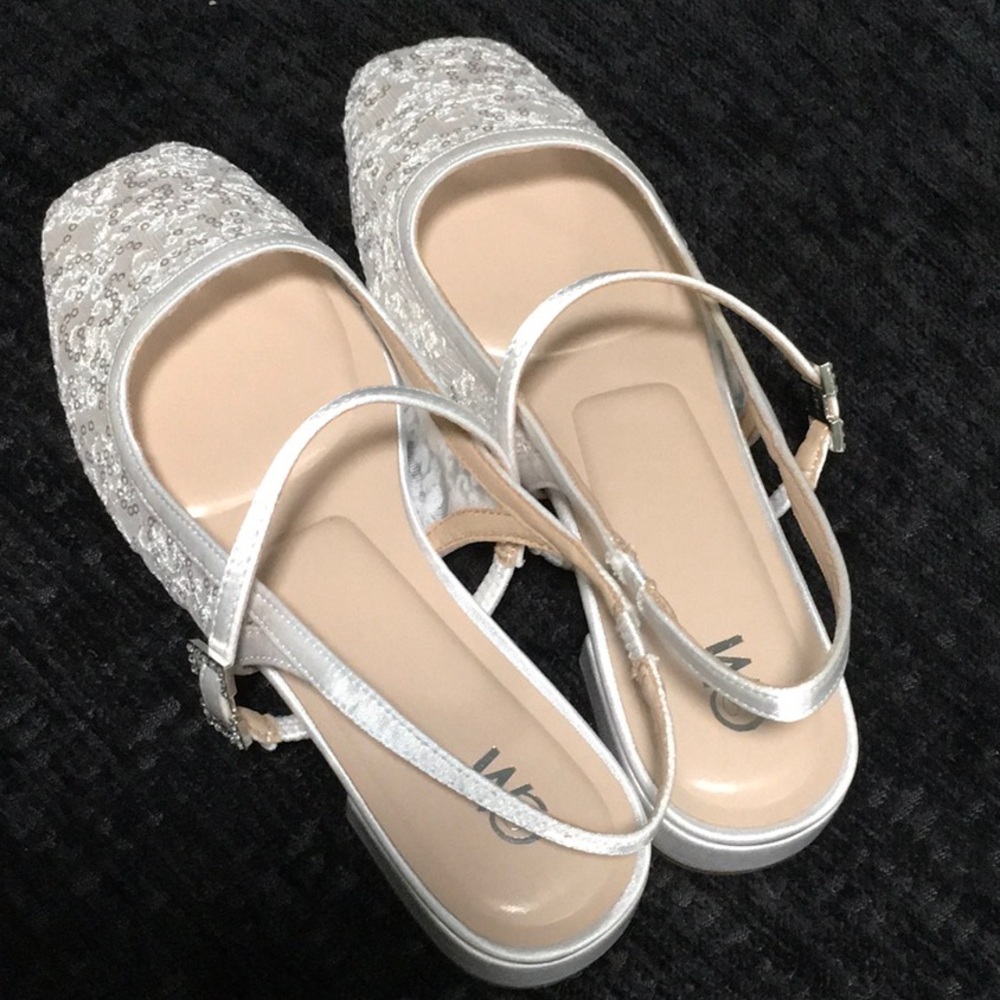 Women’s Silver Sequin Slingback Flats